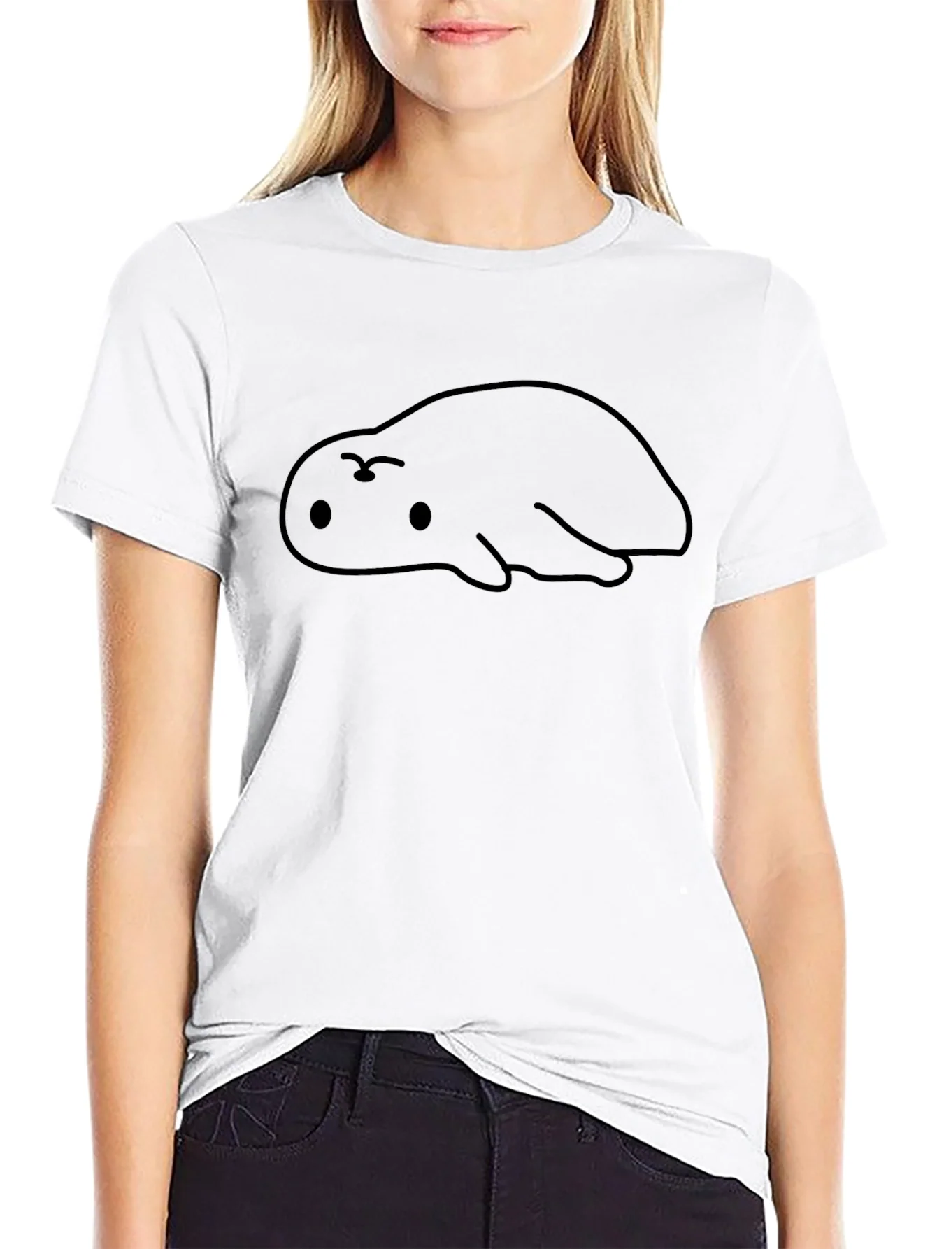 Cute Blob Creature Graphic Black T-Shirt
