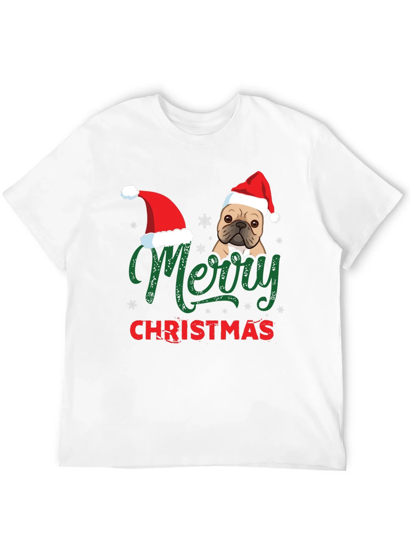 Merry Christmas Dog Santa Hat Graphic T-Shirt