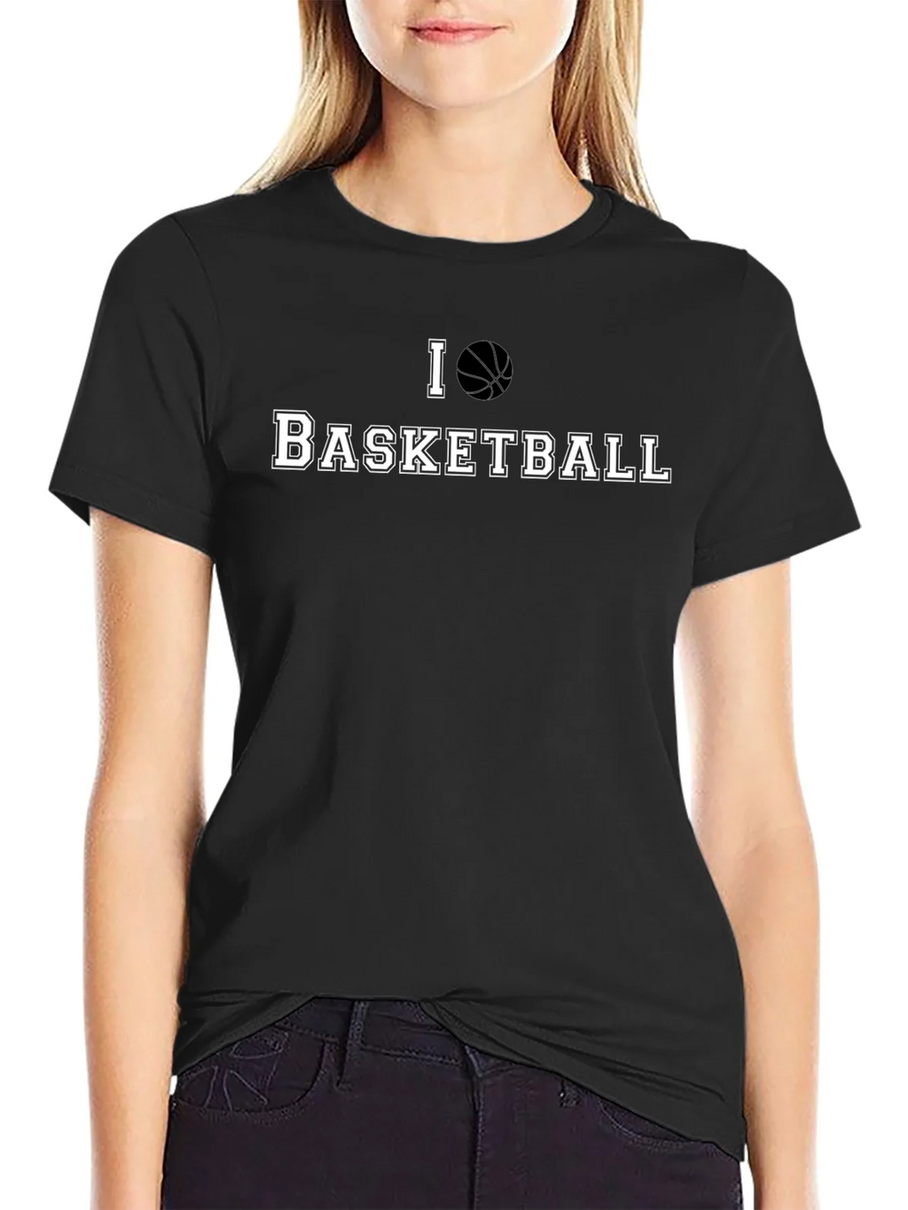 I Love Basketball Black Graphic T-Shirt