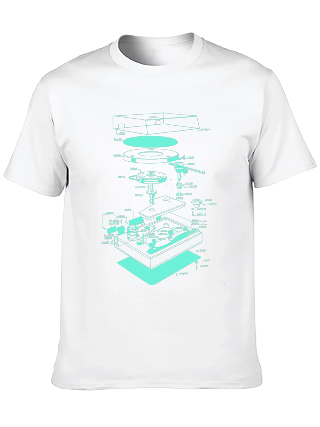 Turntable Schematic Graphic Tee - Cool Music Lover Design